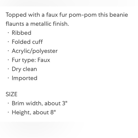 Adrienne Landau metallic beanie with pom - Picture 6 of 7